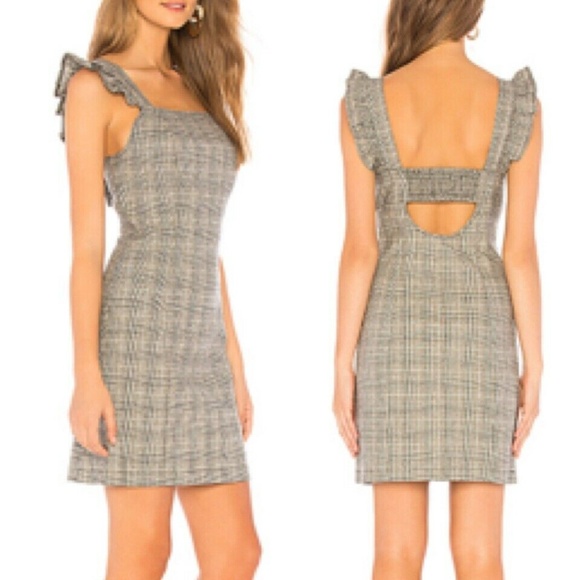BB Dakota Gray Plaid Mini Dress - Picture 1 of 8
